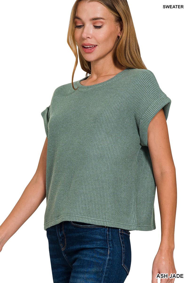Short Sleeve Crew Neck Sweater - ASH JADE