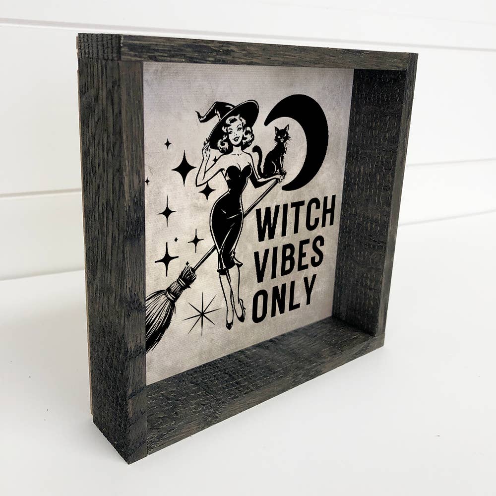 Witch Vibes Only: 6x6" Mini Canvas Art with Wood Box Frame