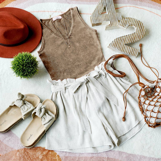 Mineral Washed cotton bodysuit w/ snap button