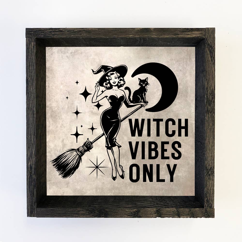 Witch Vibes Only: 6x6" Mini Canvas Art with Wood Box Frame