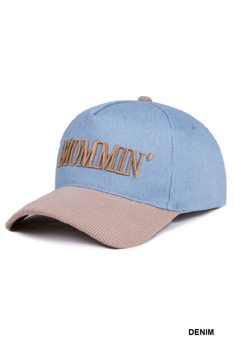 Mommin’ Two Tone Corduroy Cap: DENIM
