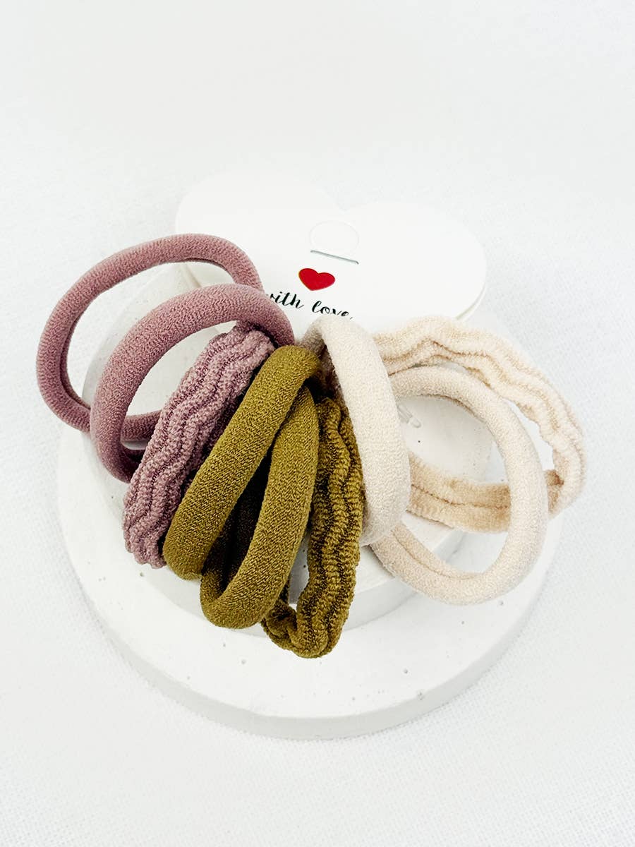 Assorted Rolled Hair Tie Set: MIX COLOR