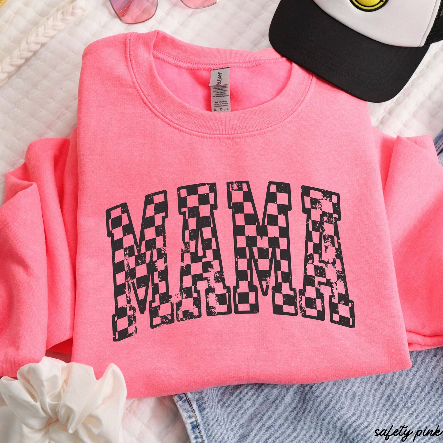 Mama Outline Checkered Sweatshirt