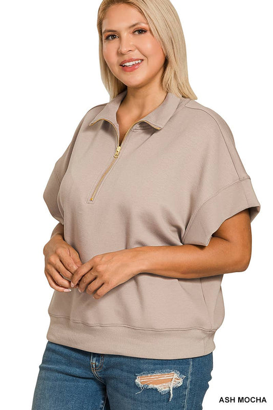 Plus Half Zip Pullover : ASH MOCHA
