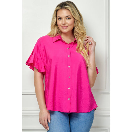 FEMININE RUFFLE SLEEVE BLOUSE