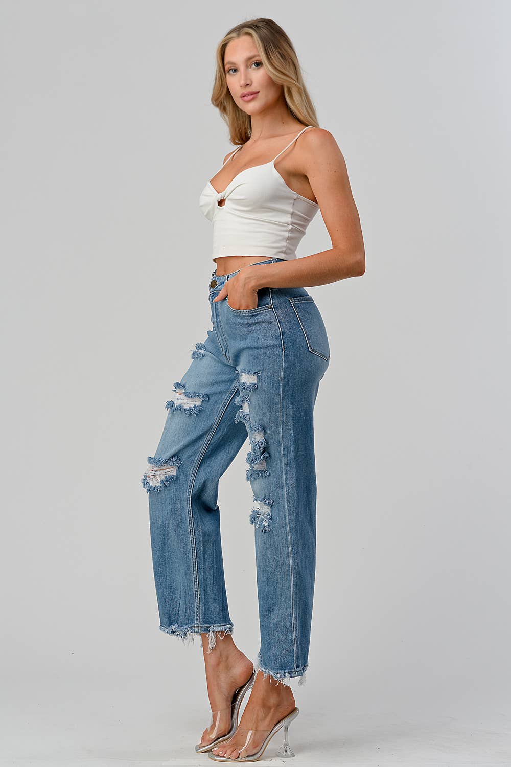 HIGH WAISTED WIDE LEG JEANS