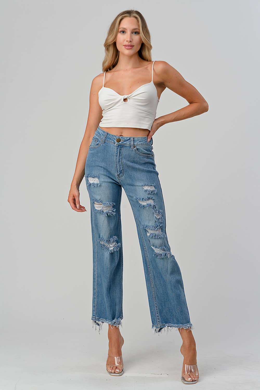 HIGH WAISTED WIDE LEG JEANS