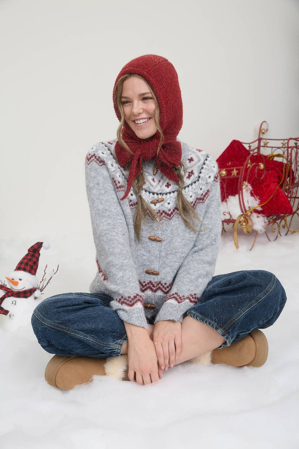 FAIRE ISLE TOGGLE BUTTON KNIT CARDIGAN SWEATER