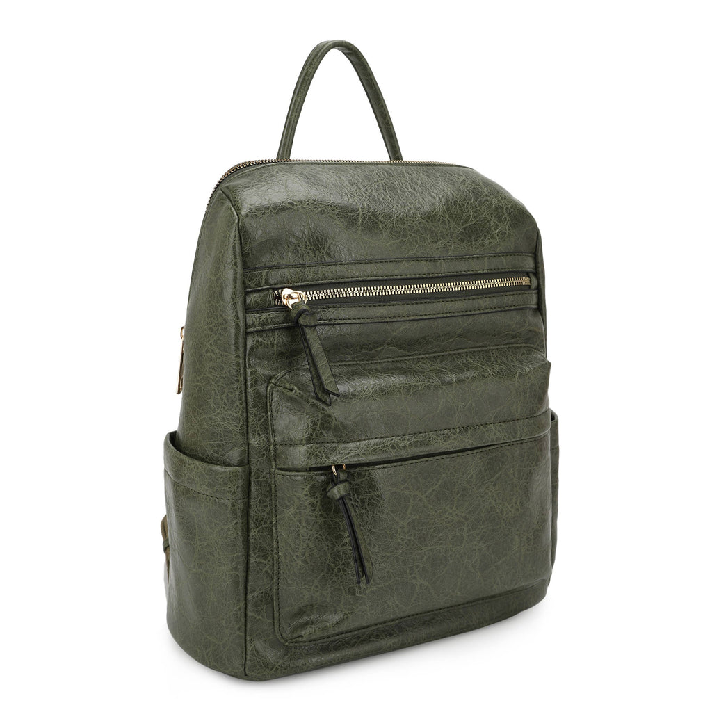 LILIANA DISTRESSED LEATHER BACKPACK: Olive