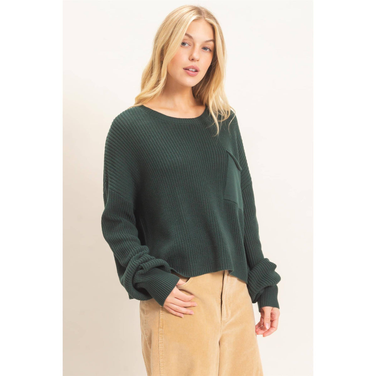 Ribbed Drop Shoulder Sweater