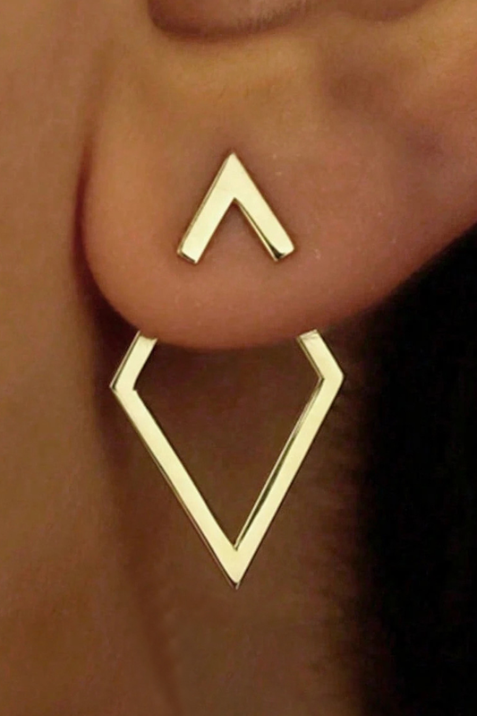 Gold Rhombus Shape Plated Alloy Stud Earrings: Gold / 100%Alloy