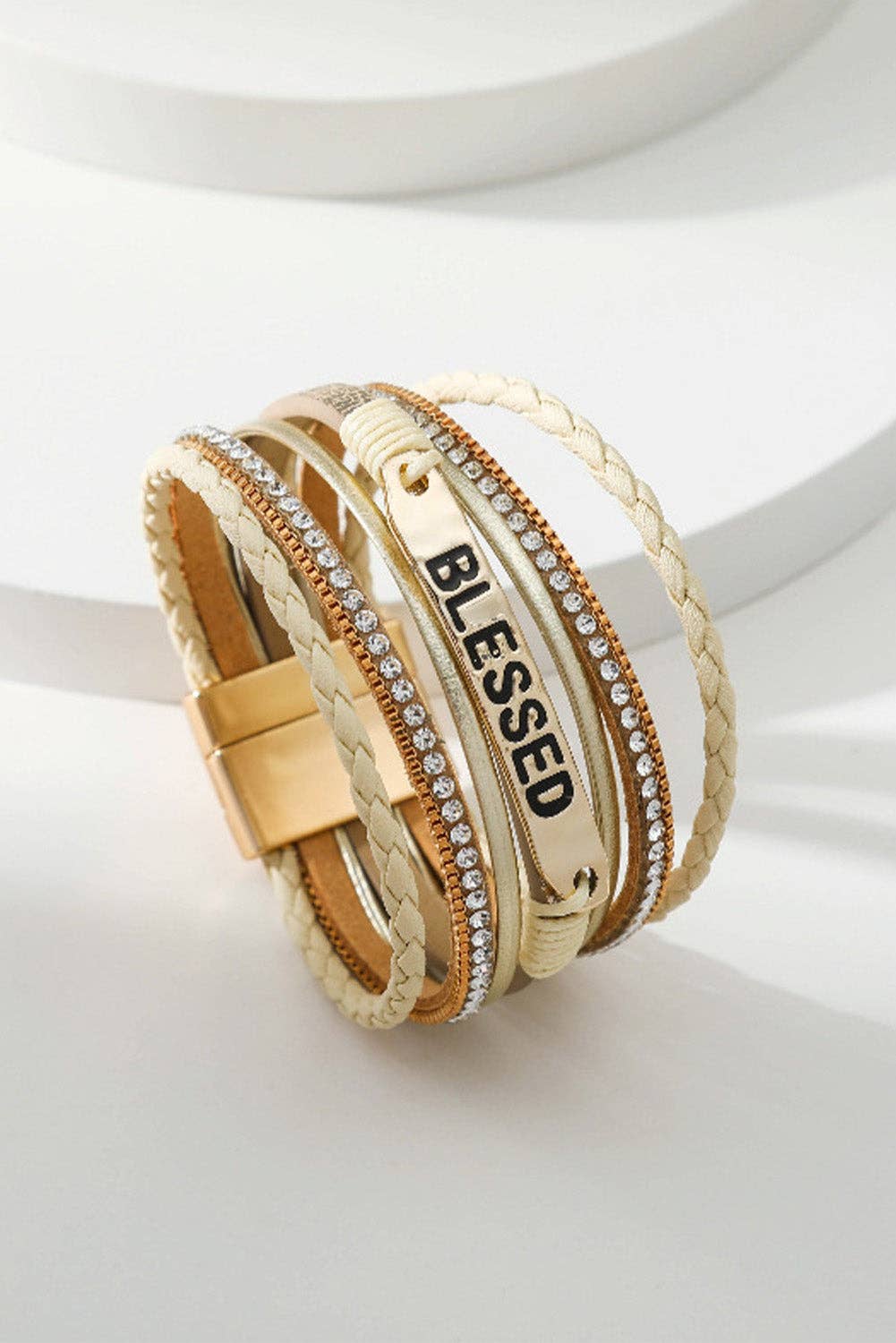 Blessed Rhinestone Buckle Bracelet