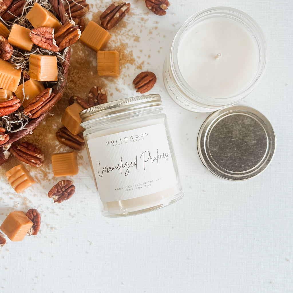 CARAMELIZED PRALINES |  FALL CANDLE | 100% SOY WAX | 8 OZ