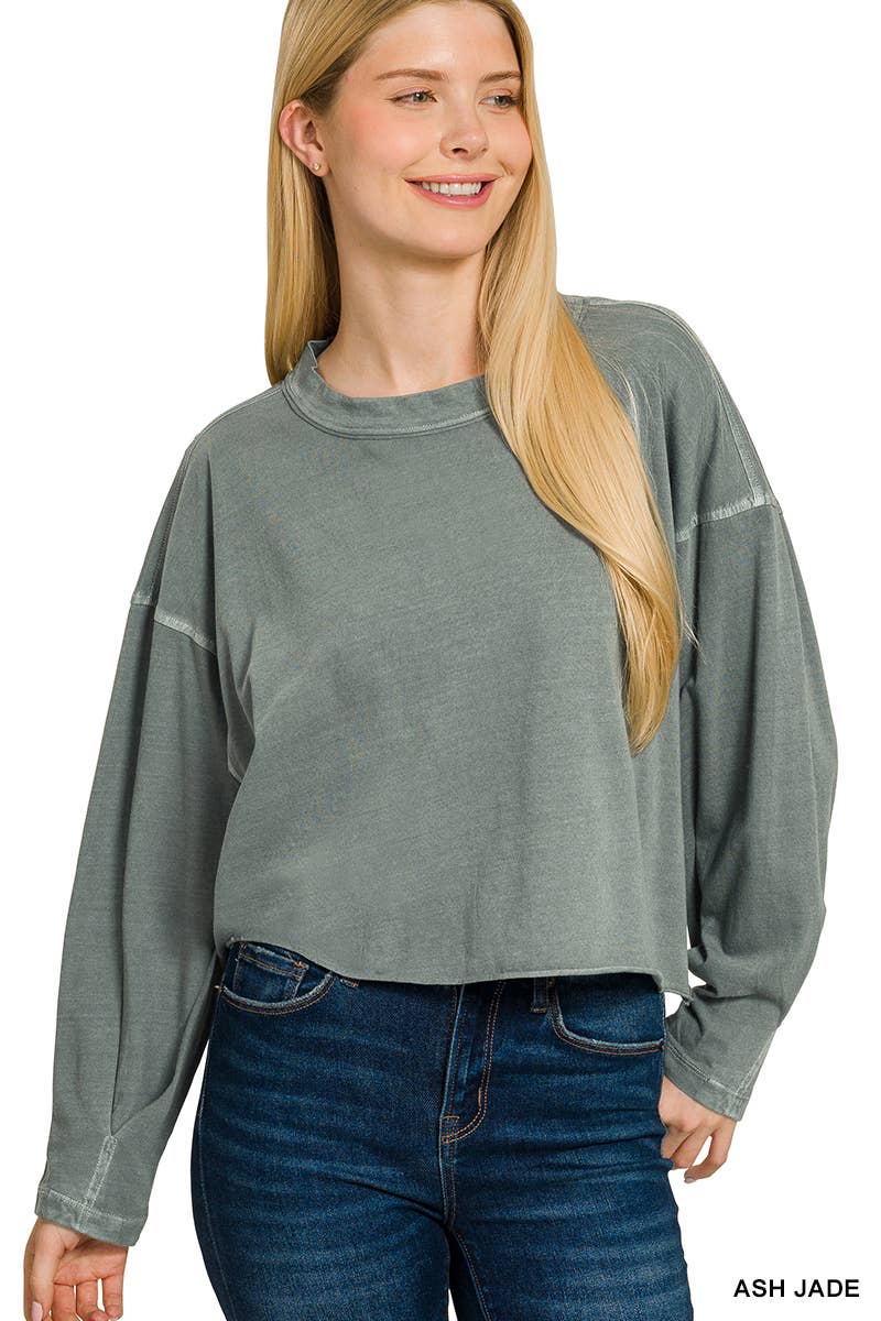 Oversized Long Sleeve Tee: ASH JADE