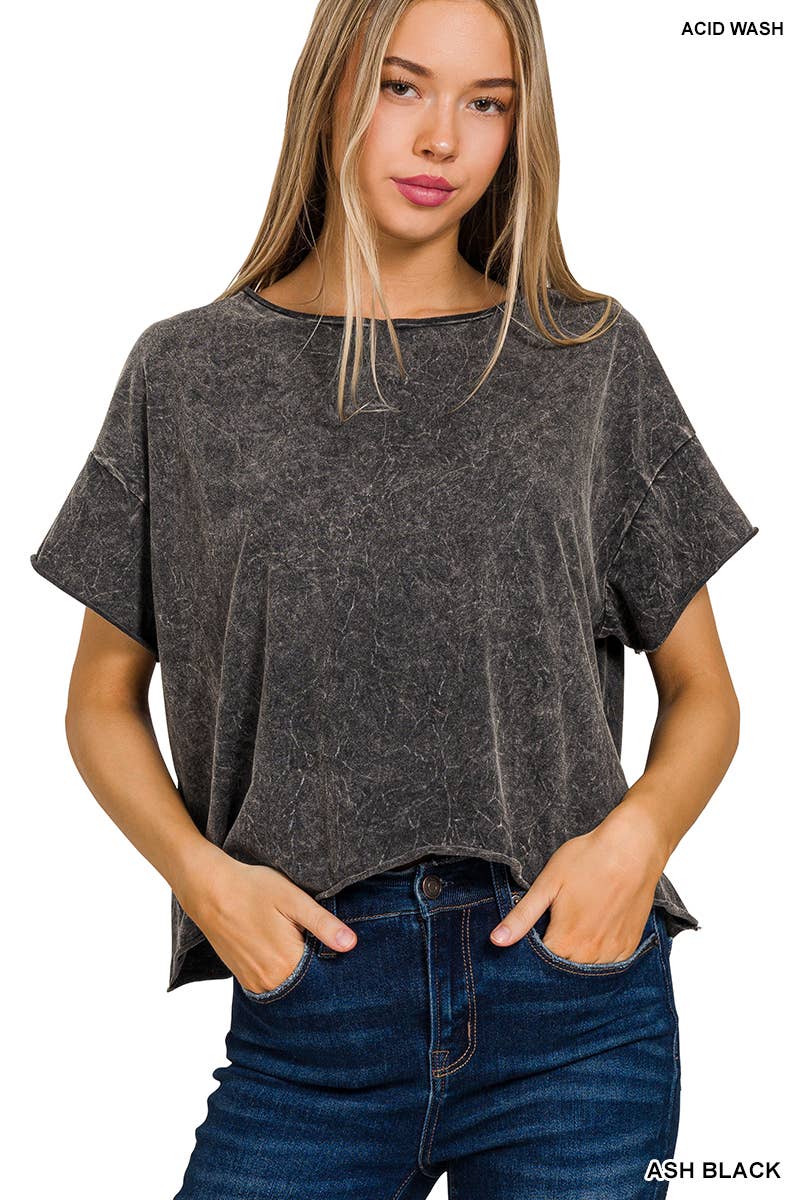 Mineral Washed Crew Neck: ASH BLACK