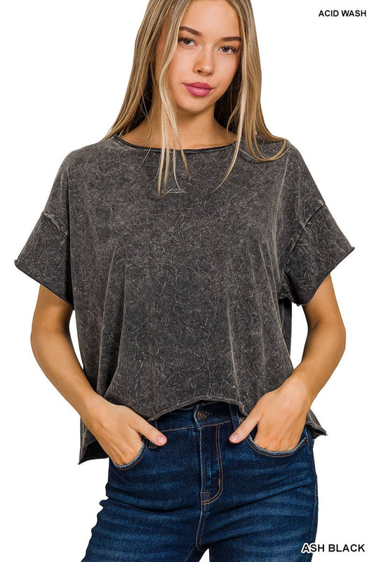 Mineral Washed Crew Neck: ASH BLACK