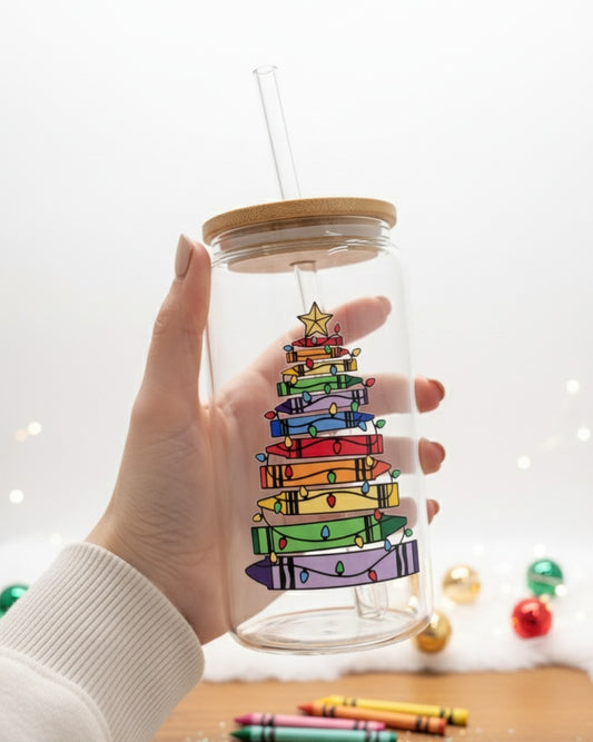 Crayon Christmas Tree  Glass Tumbler