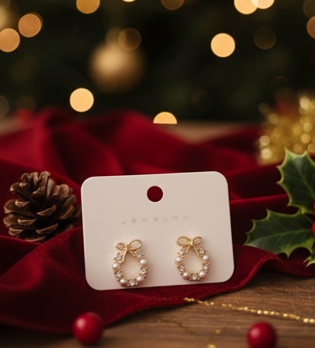 Bow Pearl Wreath Earrings