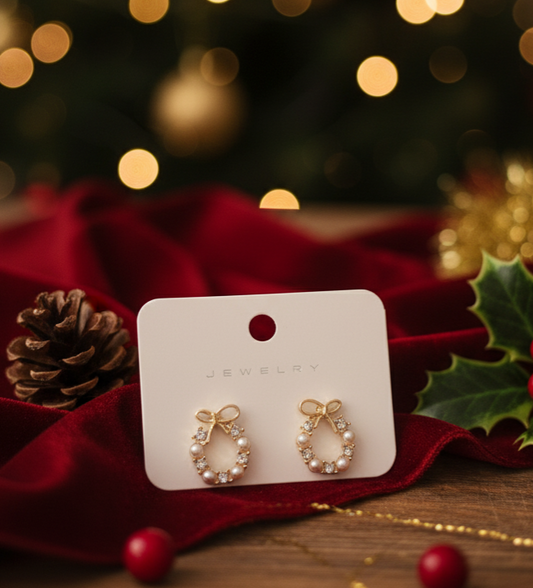 Bow Pearl Wreath Earrings