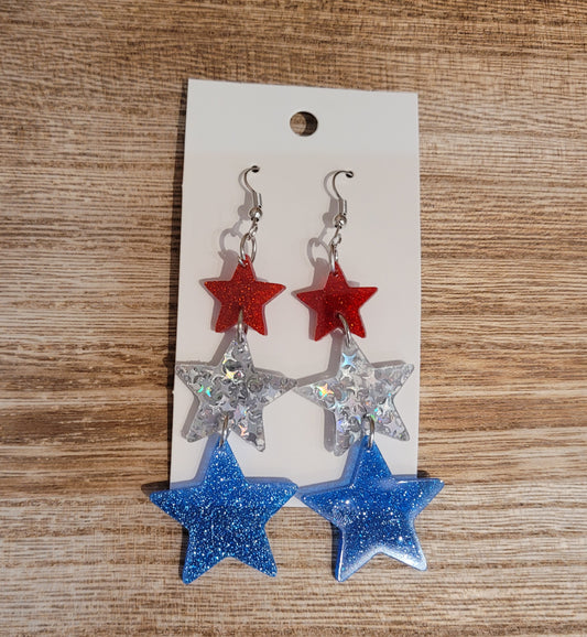 Red White and Blue Star Earrings