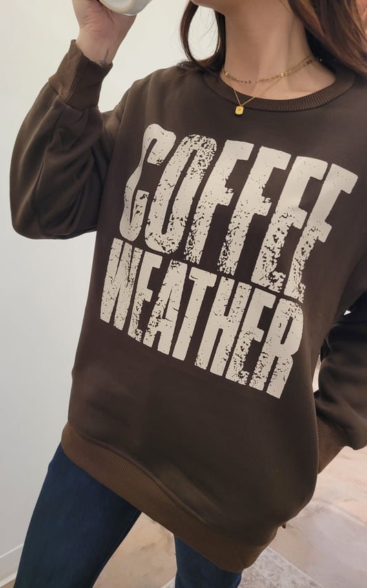 Coffee Weather Crewneck with Pockets