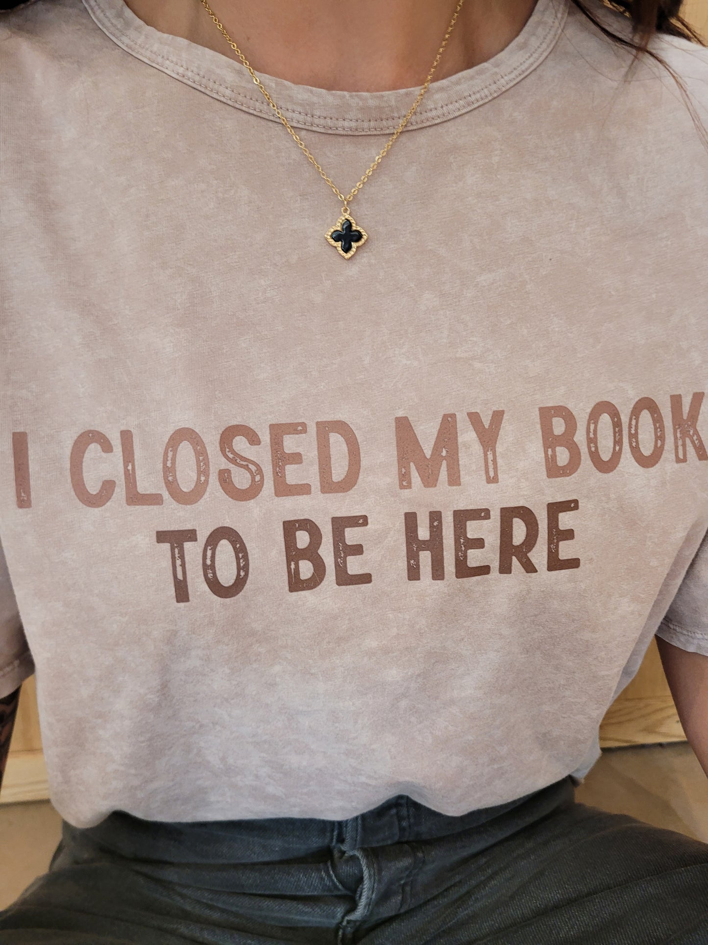 I Closed My Book Mineral Washed Long Crop Tee: VINTAGE TAUPE