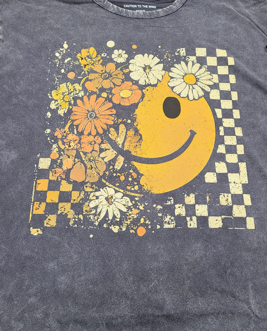 Acid Wash Floral Retro Smile