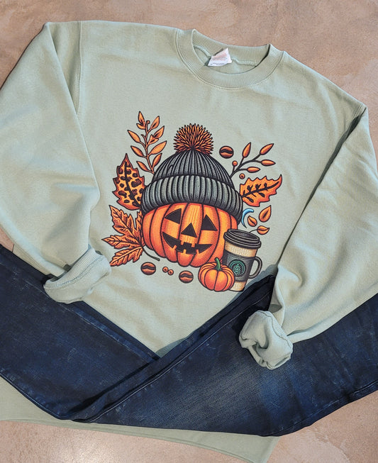 Fall Pumpkin with Coffee Crewneck