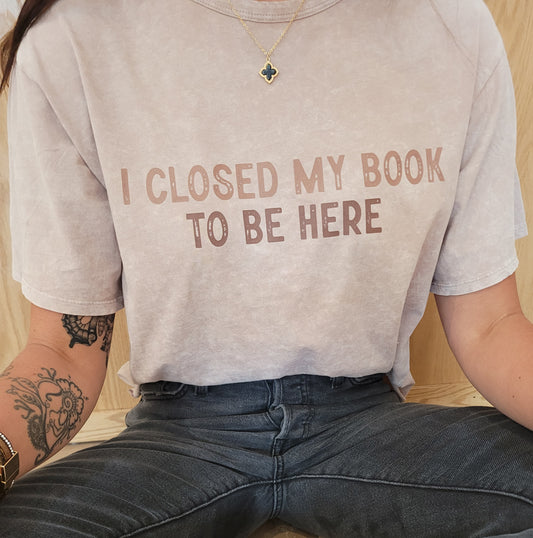 I Closed My Book Mineral Washed Long Crop Tee: VINTAGE TAUPE